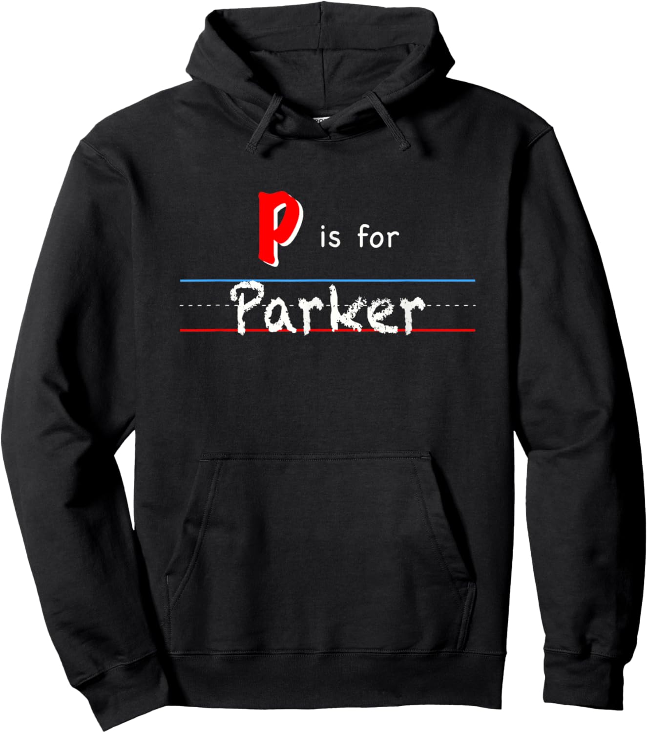 P Is For Parker, boys custom personalized name kids school Hoodie - Hoodie | Black