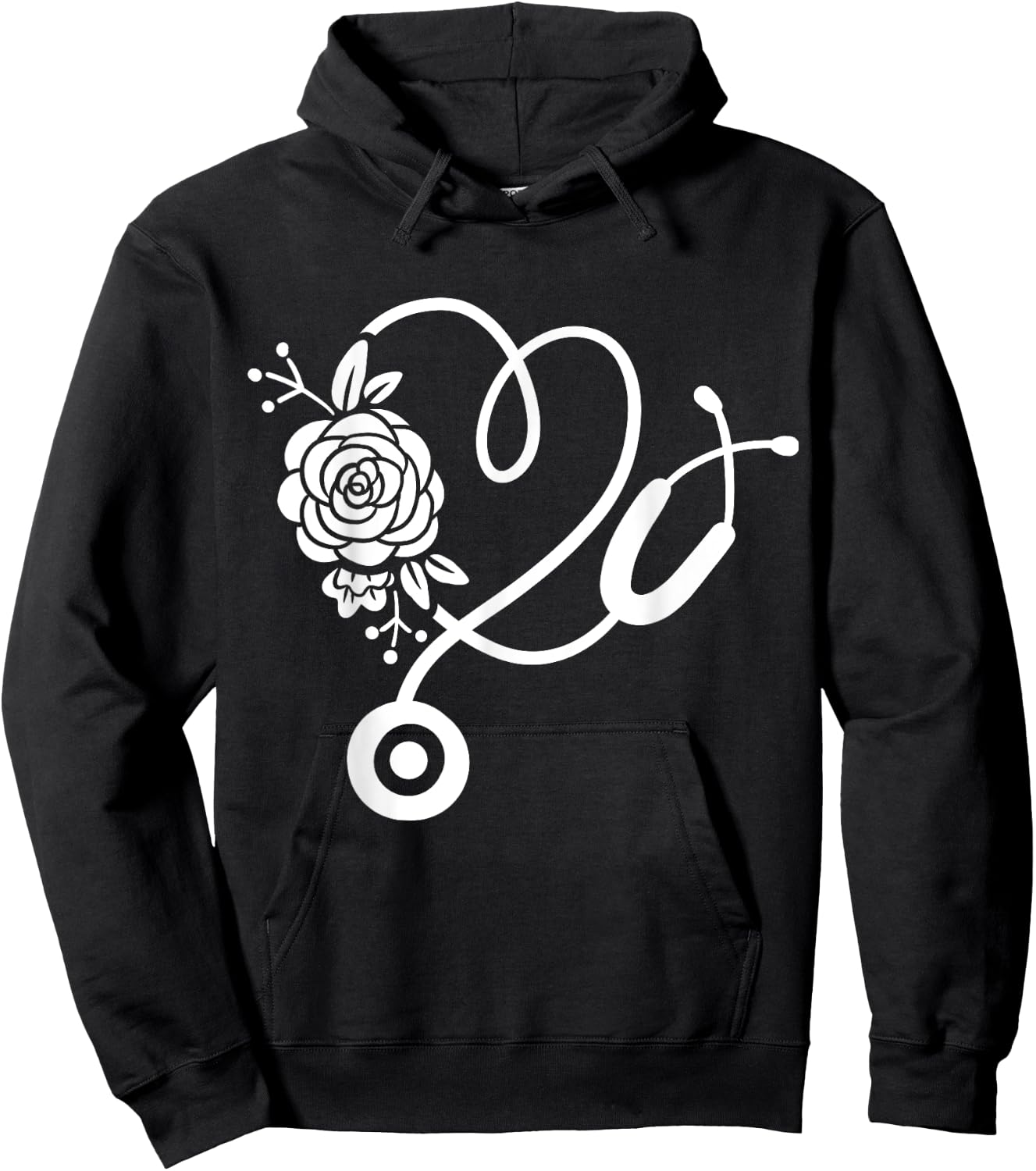 Stethoscope Flower Doctor Nurse RN PA Hoodie - Hoodie | Black