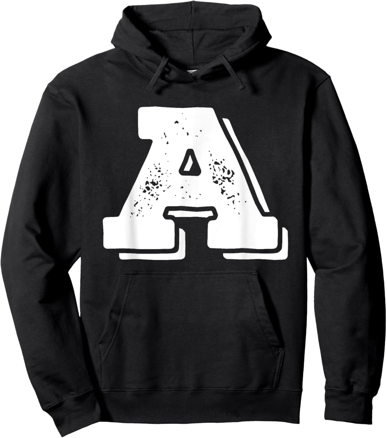Letter A Capital Alphabet College Varsity Monogram Club Hoodie - Hoodie | Black