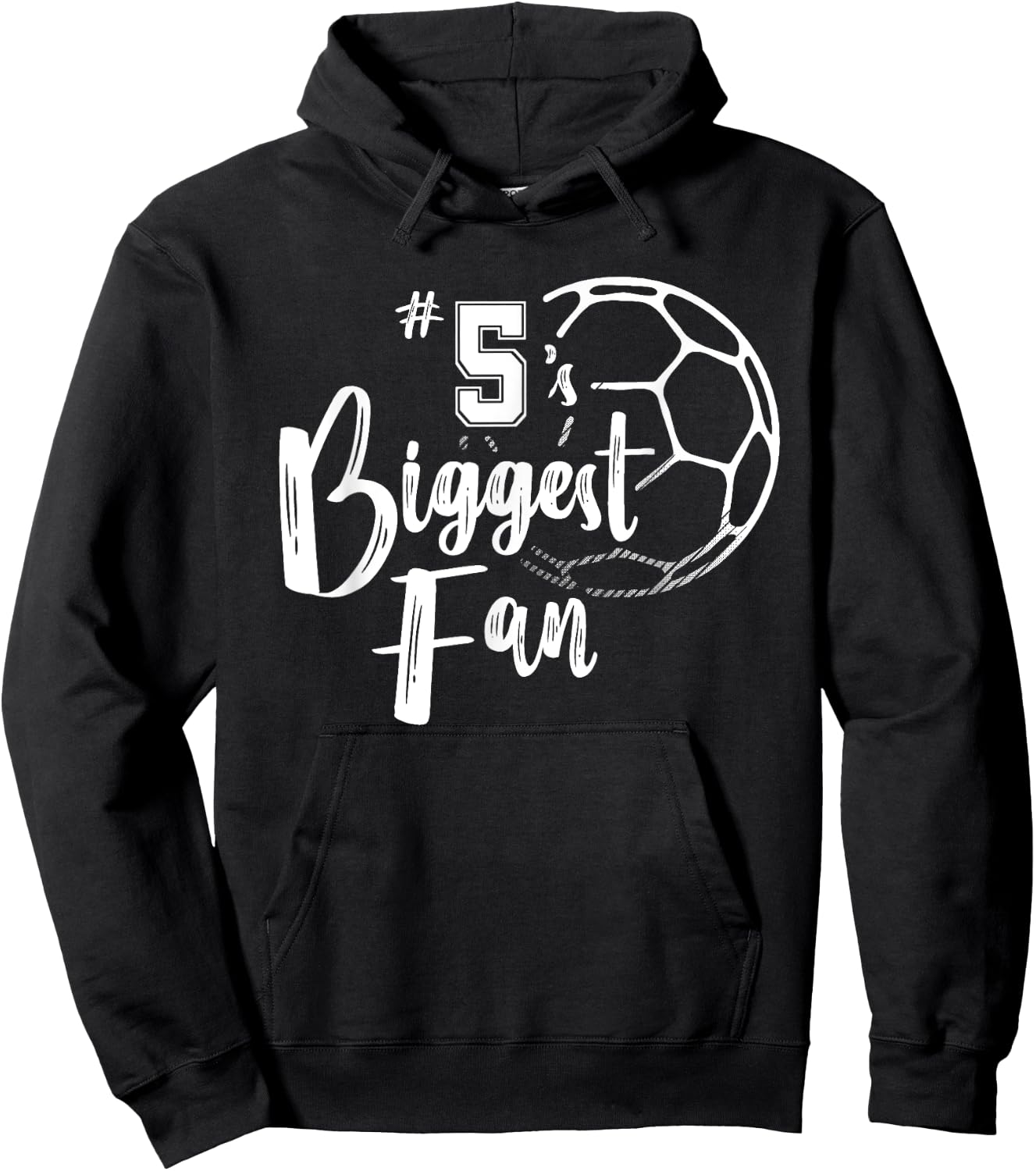 Number 5's Biggest Fan Shirt Soccer Player Mom Dad Family Hoodie - Hoodie | Black