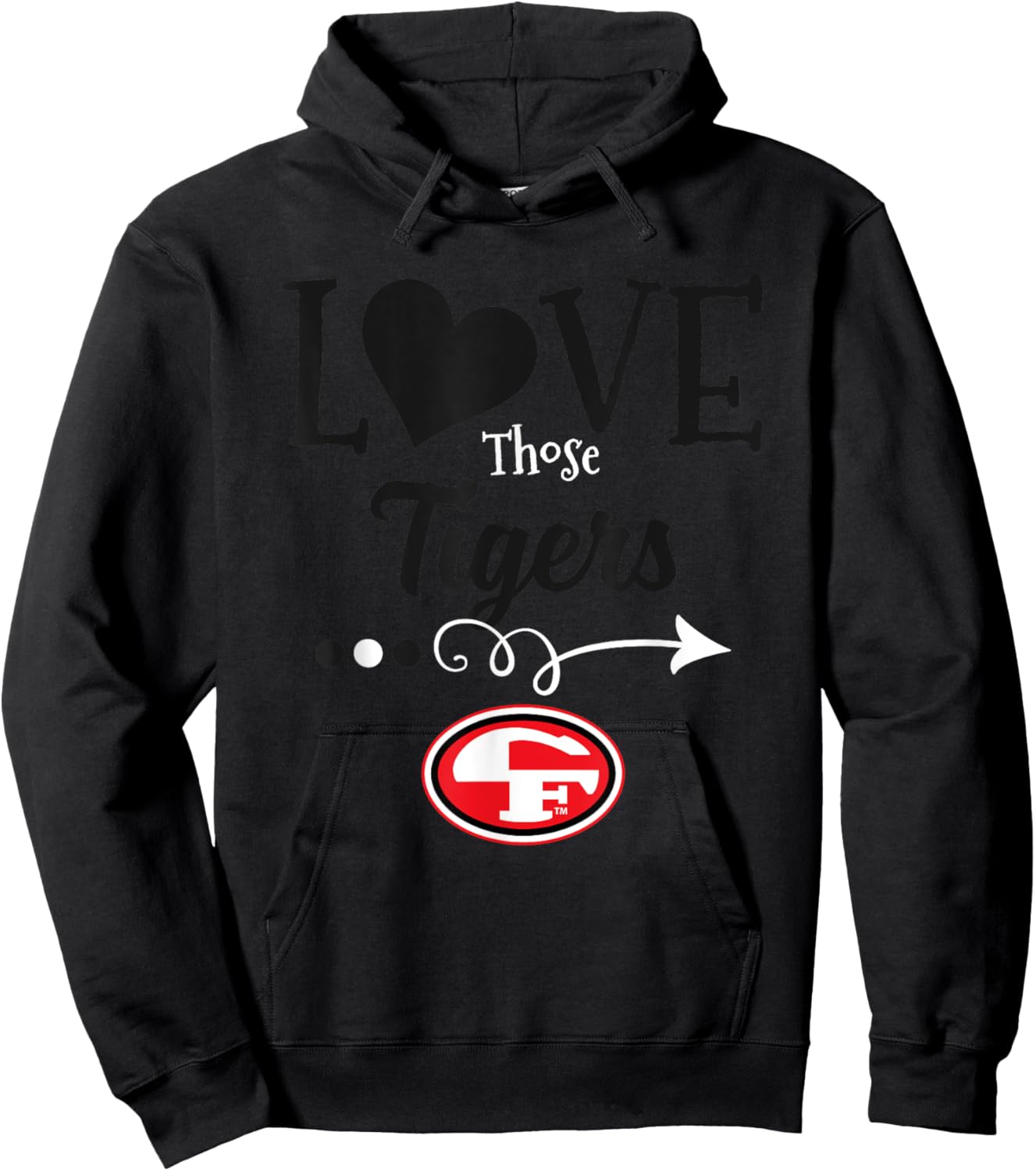 Cedar Falls Tigers Logo Love Those HS Hoodie - Hoodie | Black