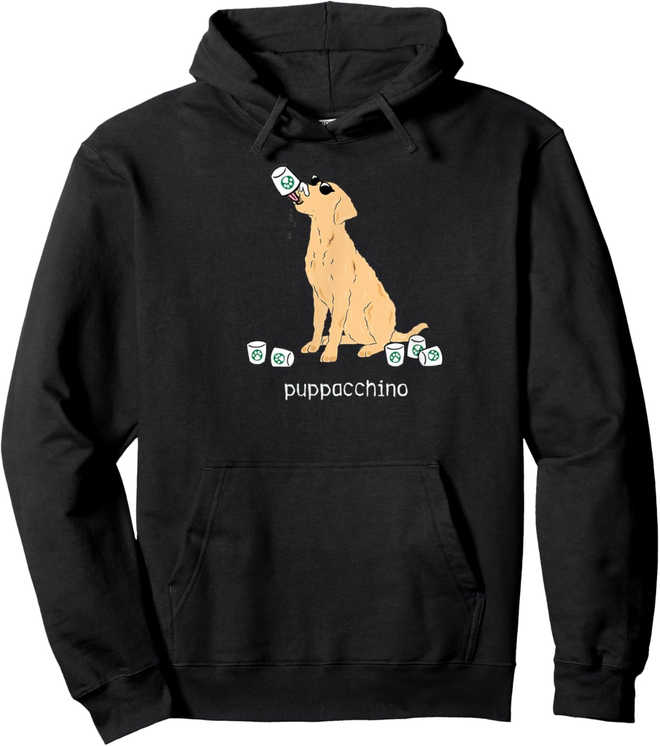 Puppachino Funny Cute Dog Pup Cup Pun Pet Owners Dog Love Men Women Kids Hoodie - Hoodie | Black