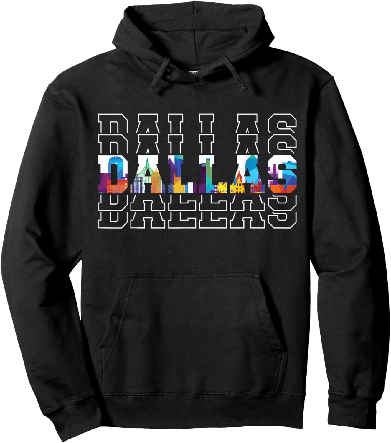 Dallas City Map Landscape Texas American State Texas Hoodie - Hoodie | Black