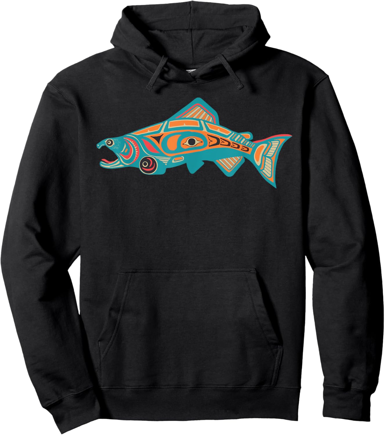 Native American Salmon Tlingit Indian Fisherman Fish Men Hoodie - Hoodie | Black