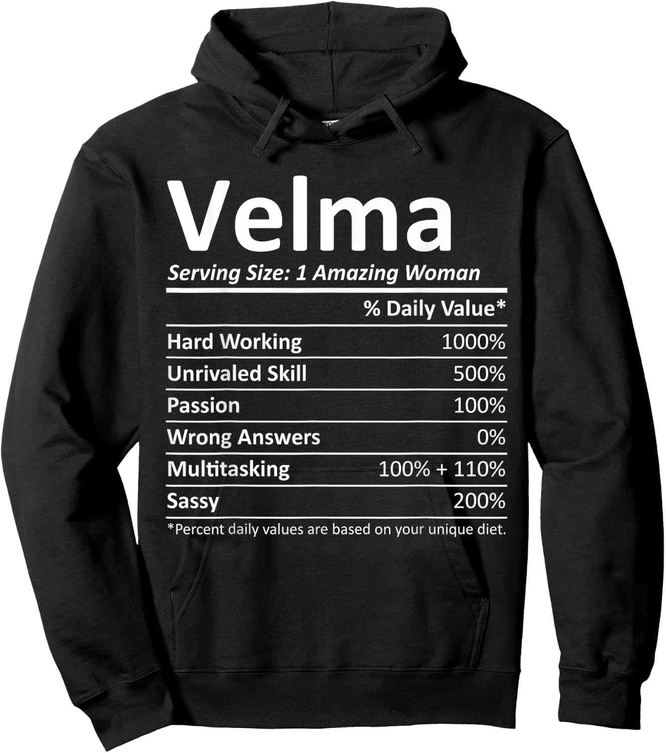 VELMA Nutrition Personalized Name Funny Christmas Gift Hoodie - Hoodie | Black