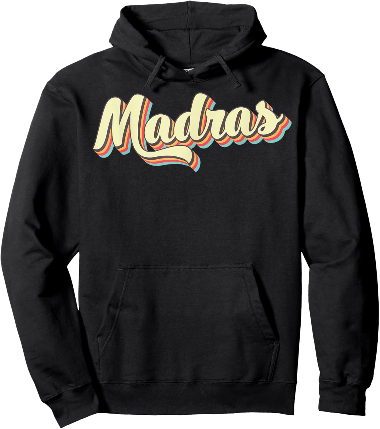 Madras Retro Art Baseball Font Vintage Hoodie - Hoodie | Black