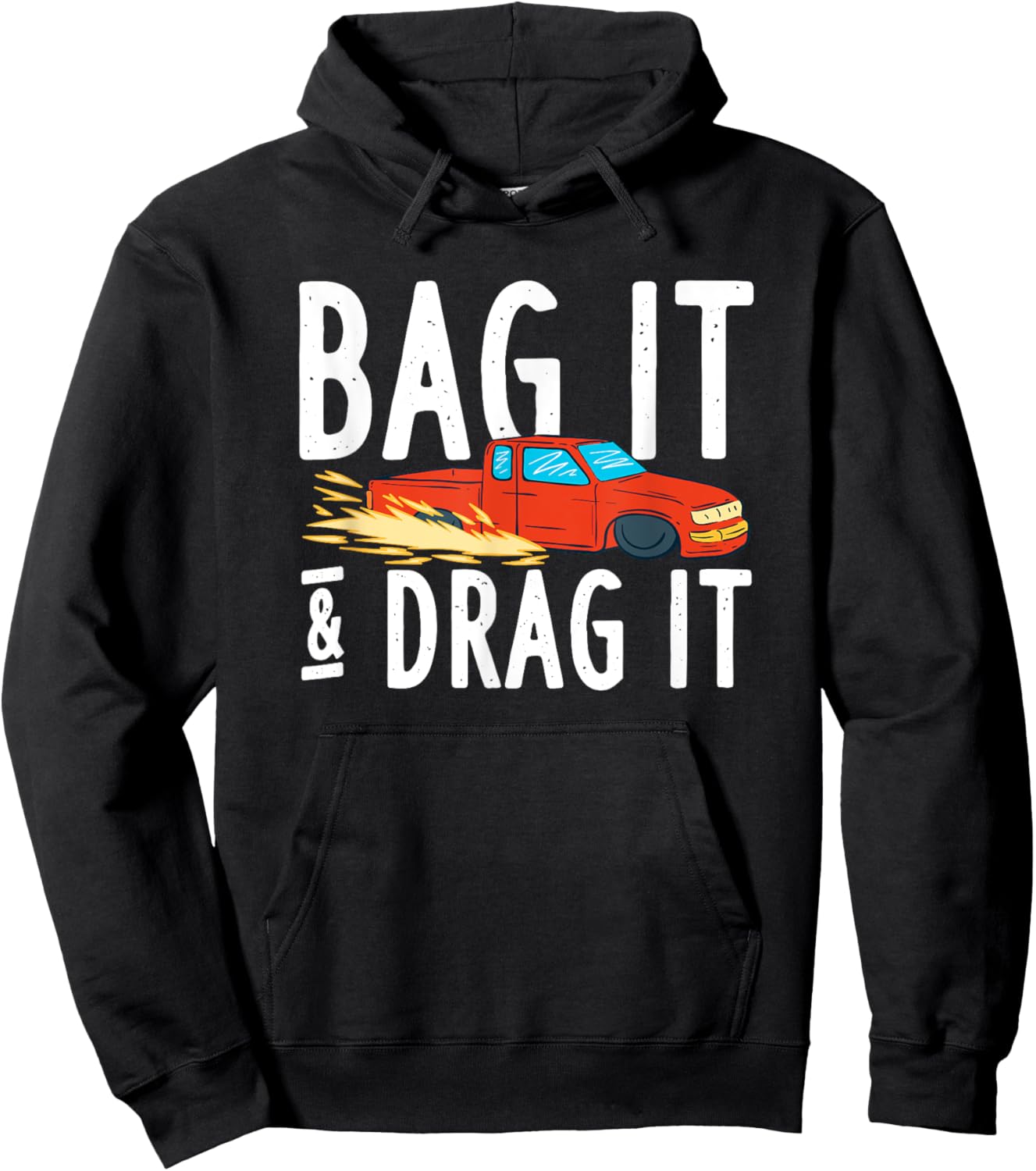 Bag it and Dragit Bagged Mini Truck Lowrider Diesel Engine Hoodie - Hoodie | Black