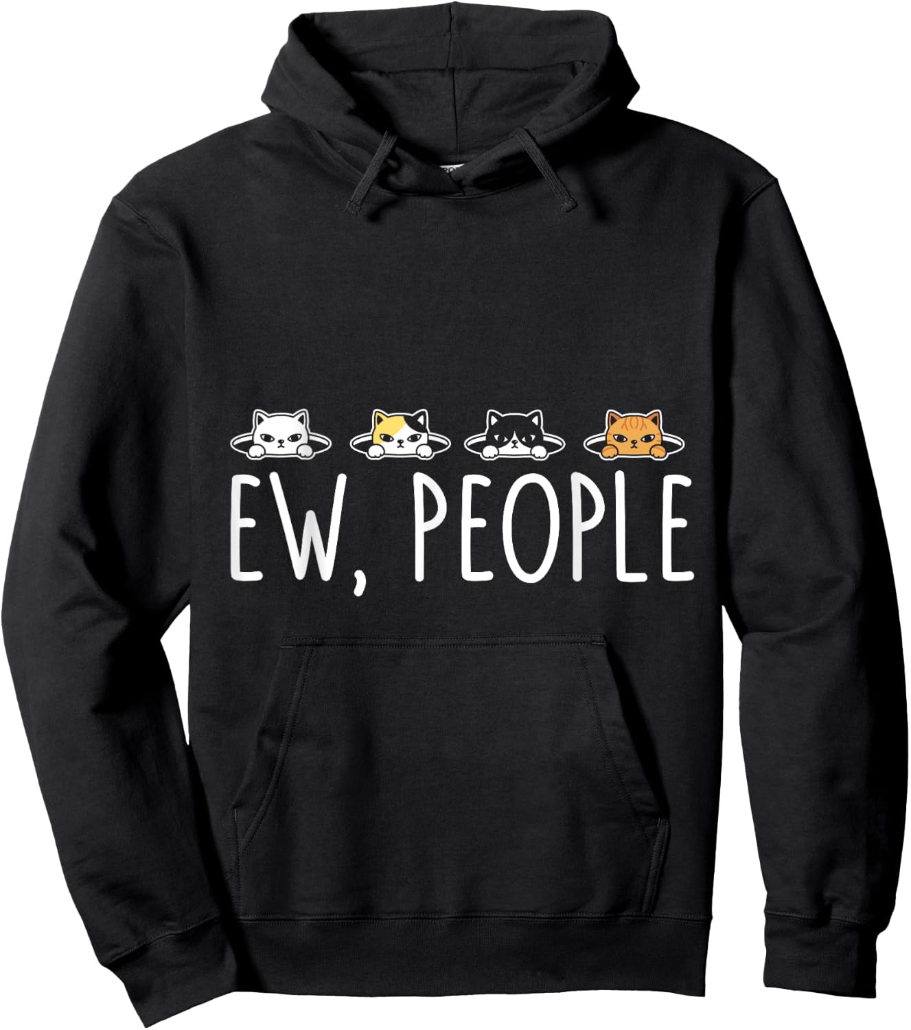 Ew People Cat Men Women Girls Kids Hoodie - Hoodie | Black