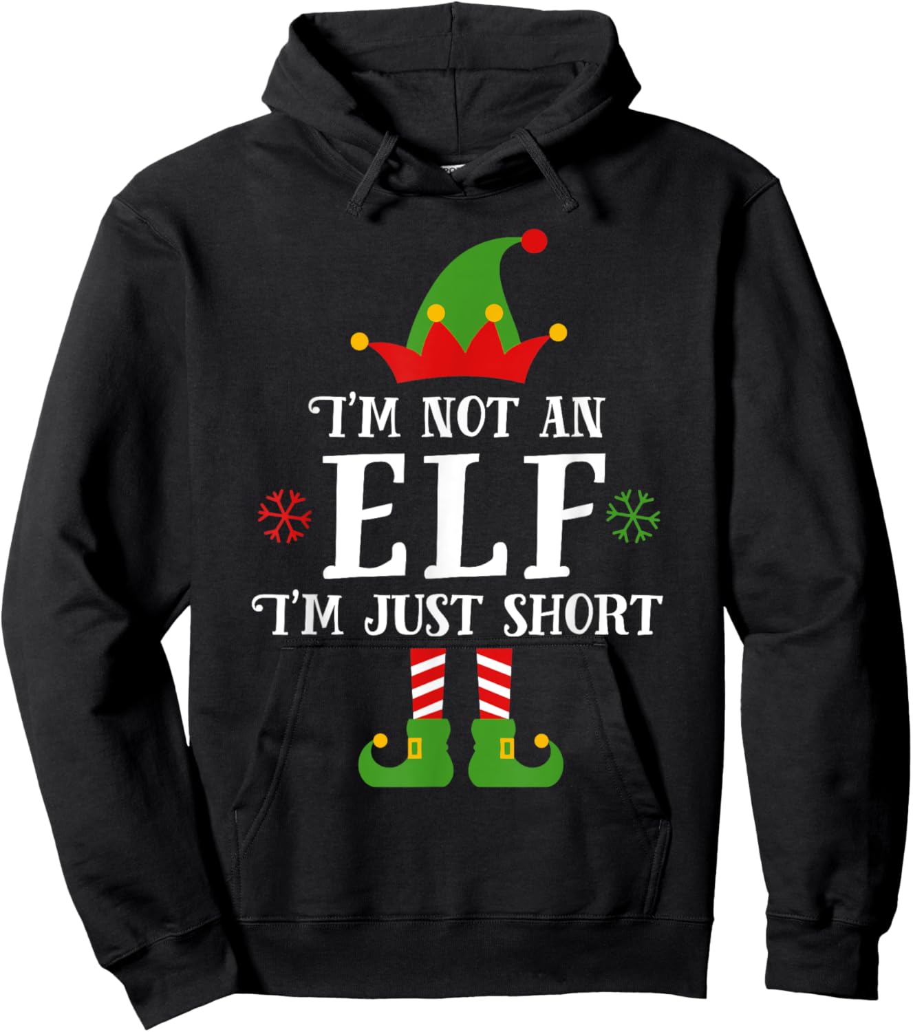 Im Not An Elf Family Christmas Pjs Matching Men Women Kids Hoodie - Hoodie | Black