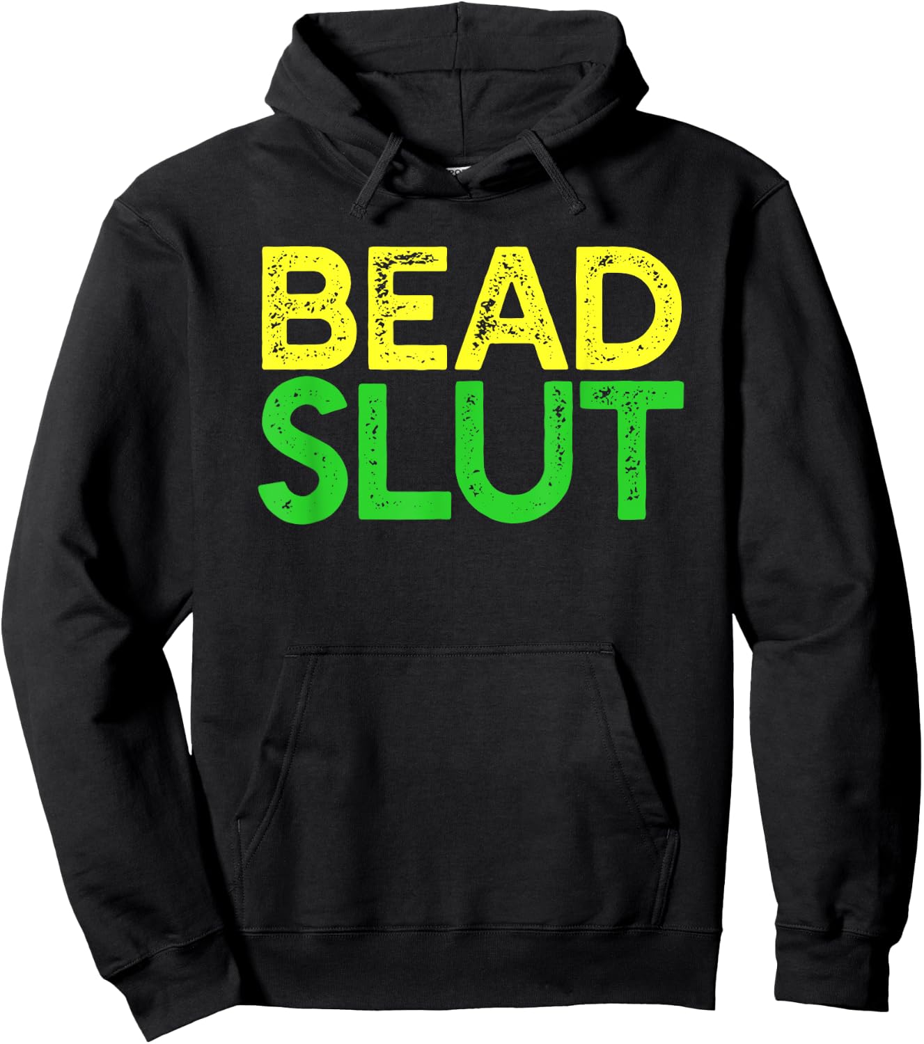 BEAD SLUT Funny Mardi Gras Fat Tuesday Meme Boobs Hoodie - Hoodie | Black