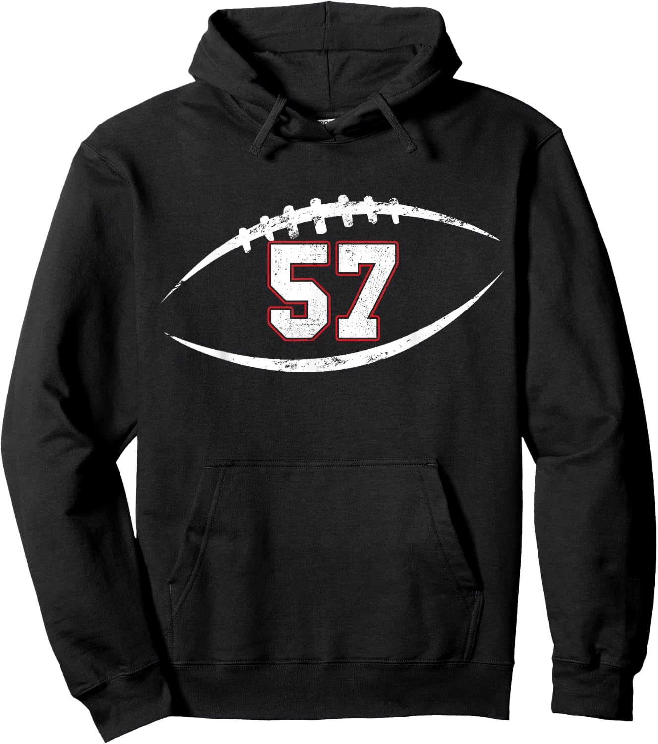 57 Number Vintage Football Player 57 Lucky Number Birthday Hoodie - Hoodie | Black