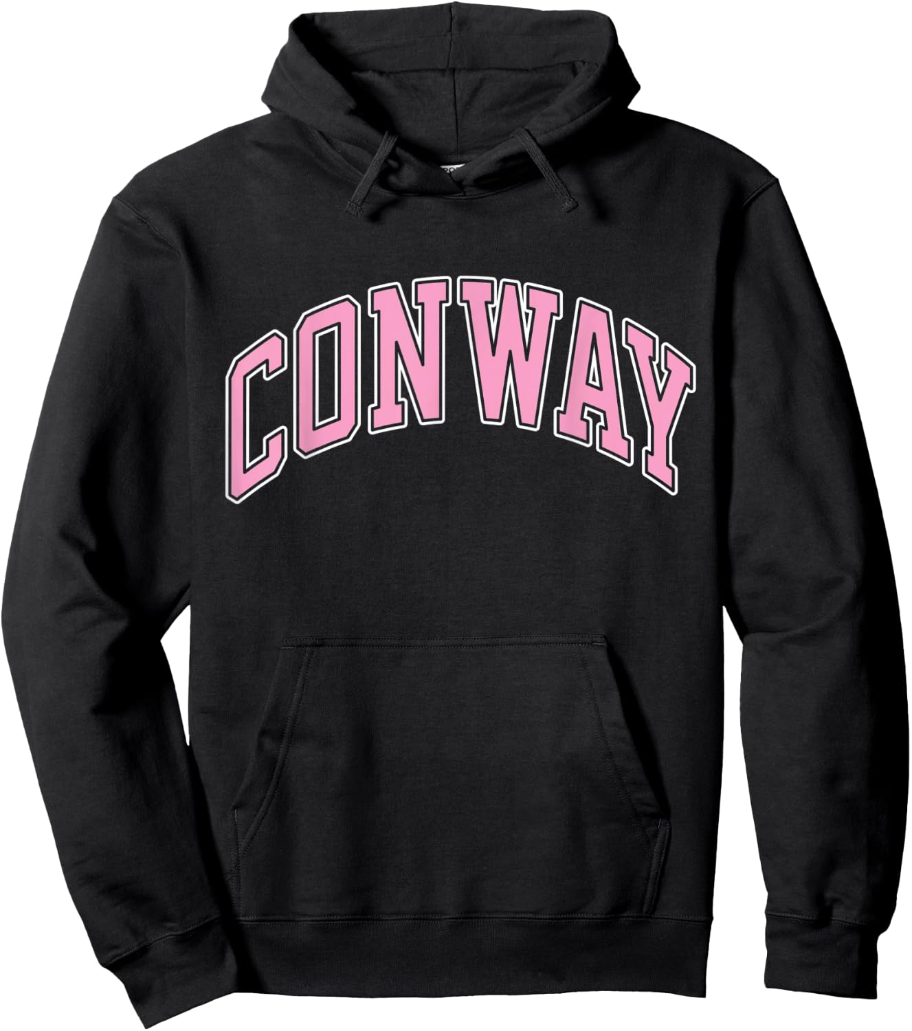 Conway Arkansas AR Varsity Style Pink Text Hoodie - Hoodie | Black