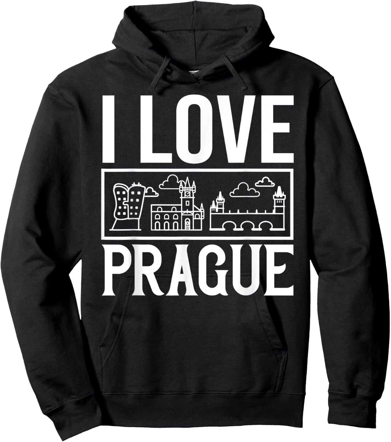 Prague Czech Republic City Skyline Map Travel Hoodie - Hoodie | Black