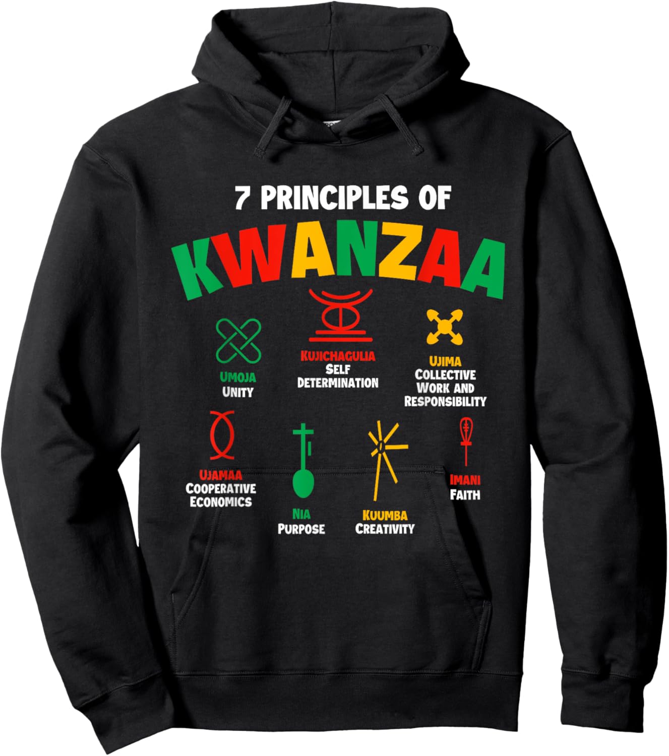 7 Principles of Kwanzaa - African American Heritage Festival Hoodie - Hoodie | Black
