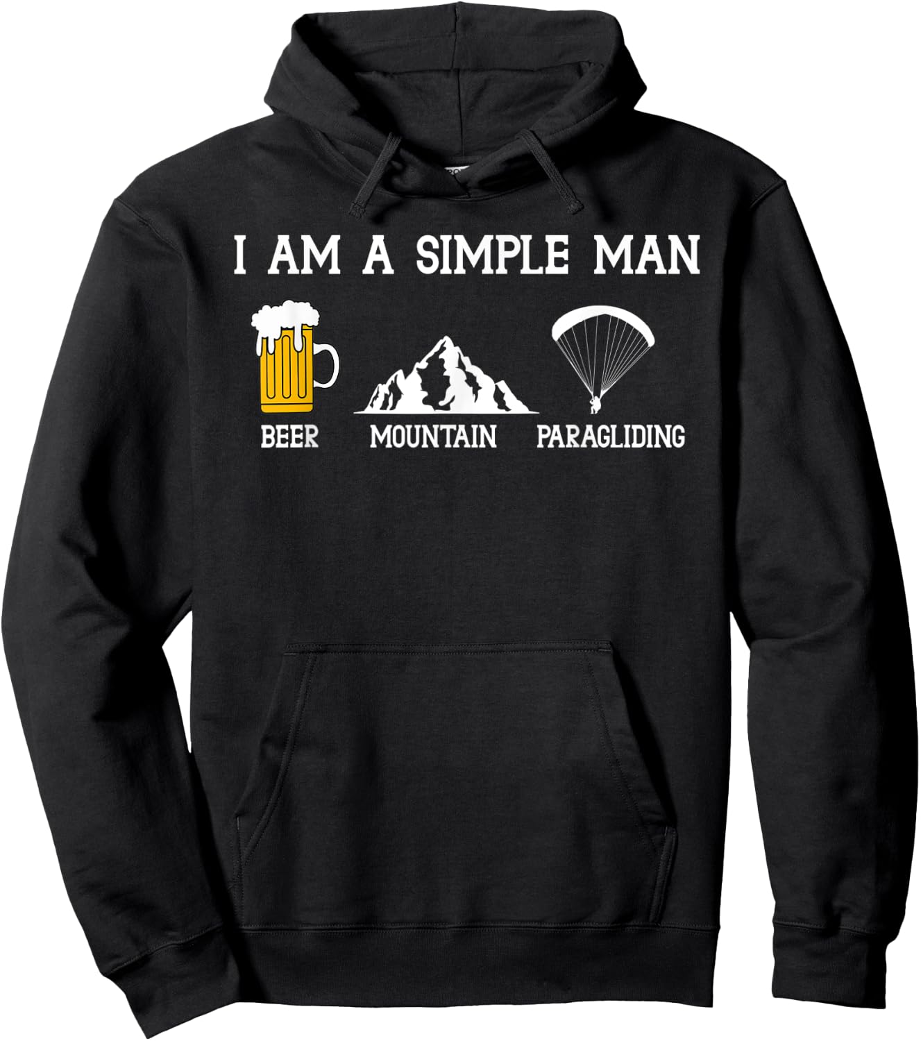 Paraglider I'm a Simple Man Beer Mountain Paragliding Glider Hoodie - Hoodie | Black