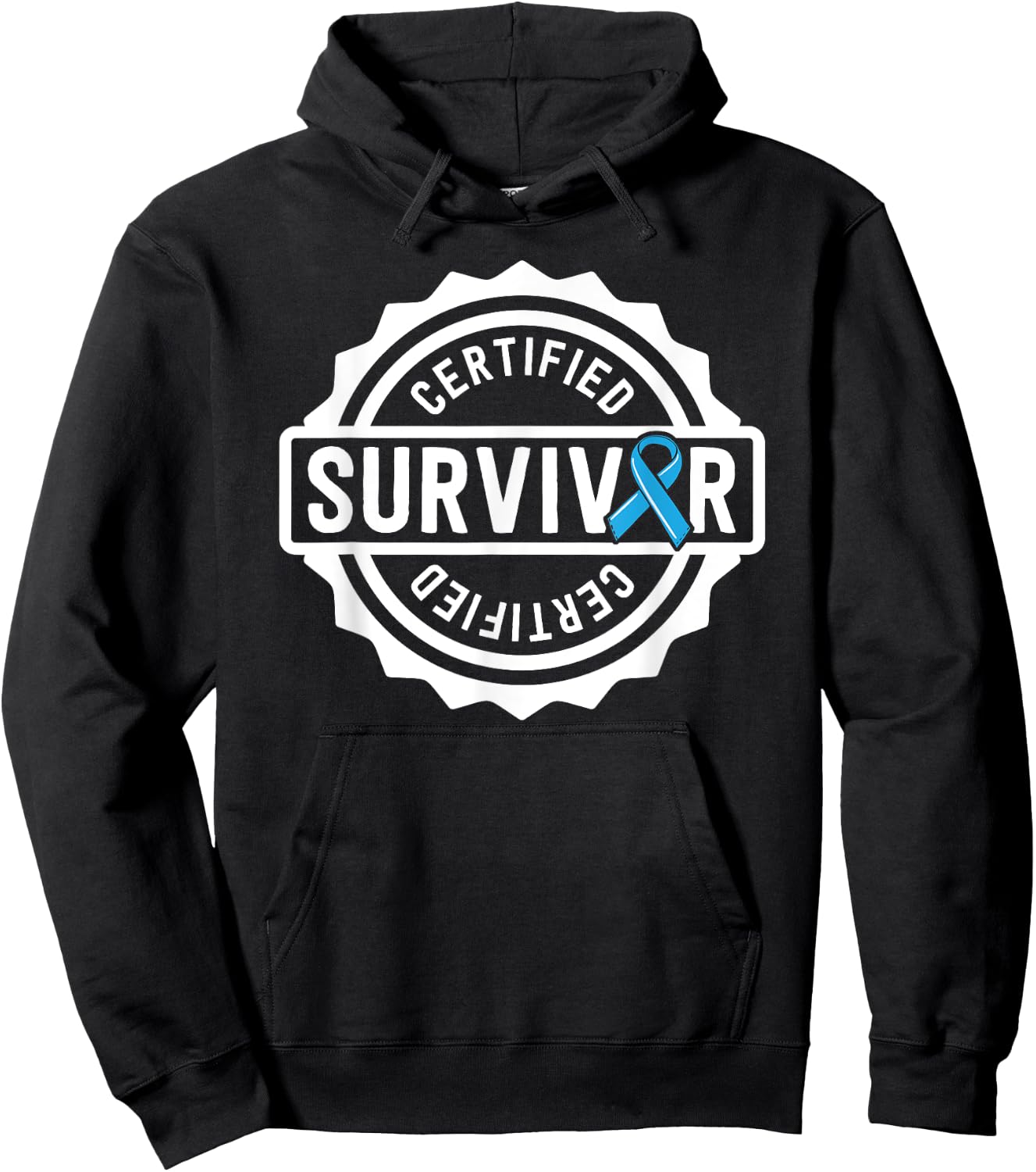 Prostate Cancer Survivor Gift Blue Ribbon Awareness Hoodie - Hoodie | Black