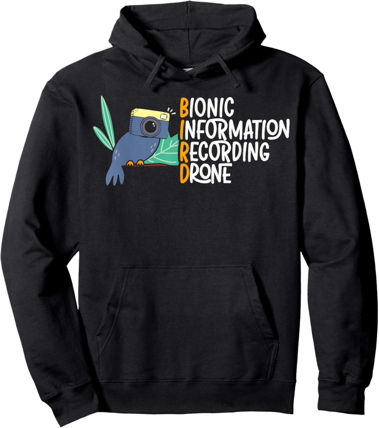 Bionic Information Recording Drone Bird Conspiracy Theory Hoodie - Hoodie | Black