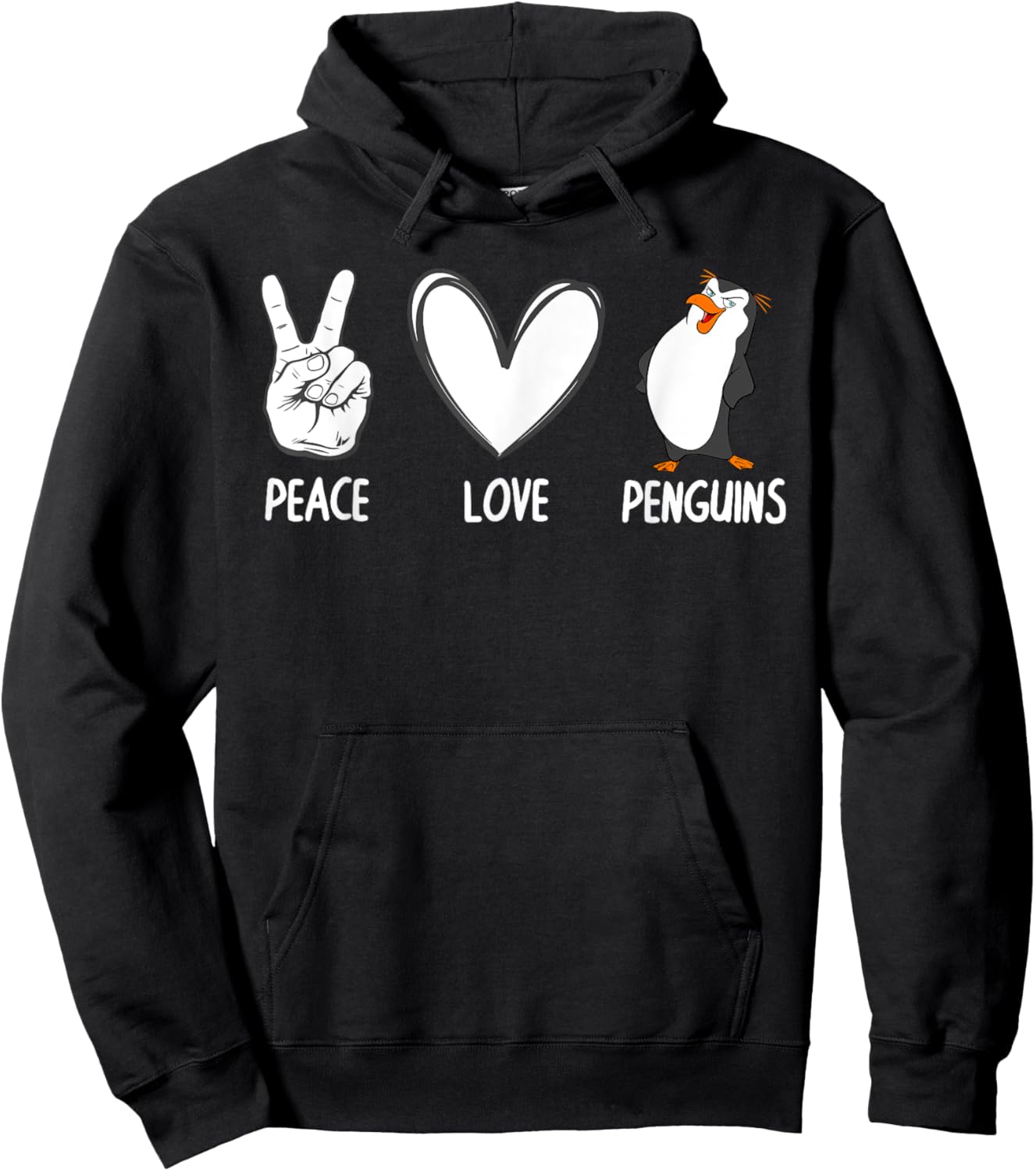 Cool Penguin Art Women Peace Love Penguins Zookeeper Hoodie - Hoodie | Black
