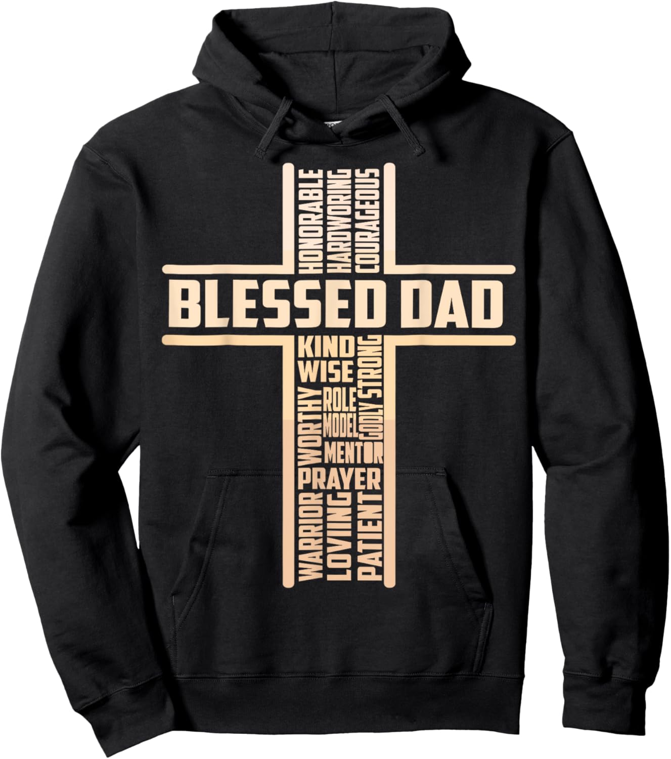 Blessed Dad Fathers Day Cross Christian Papa Hoodie - Hoodie | Black