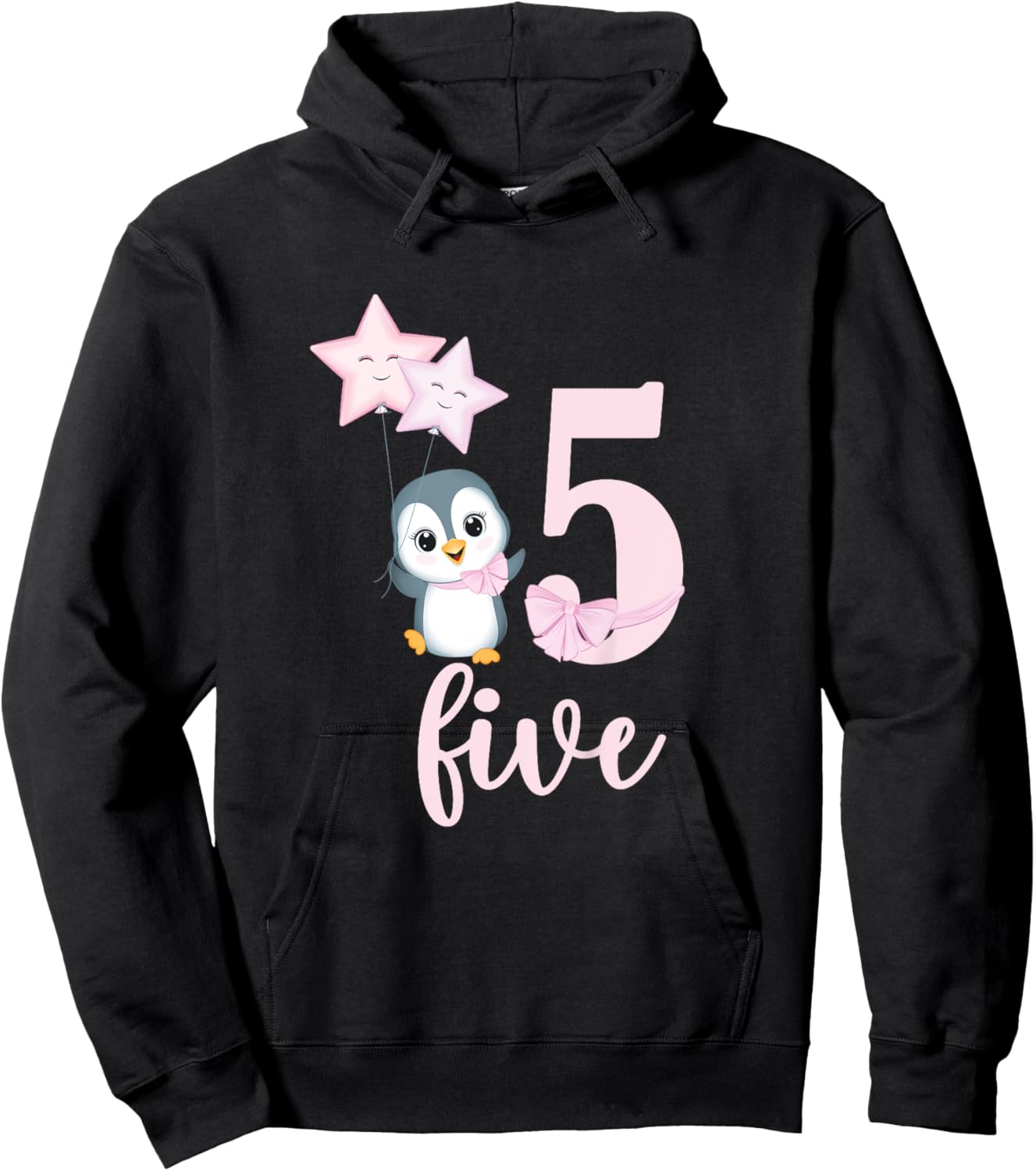 5th Penguin Birthday Party Five Year Old Girl Penguin Hoodie - Hoodie | Black