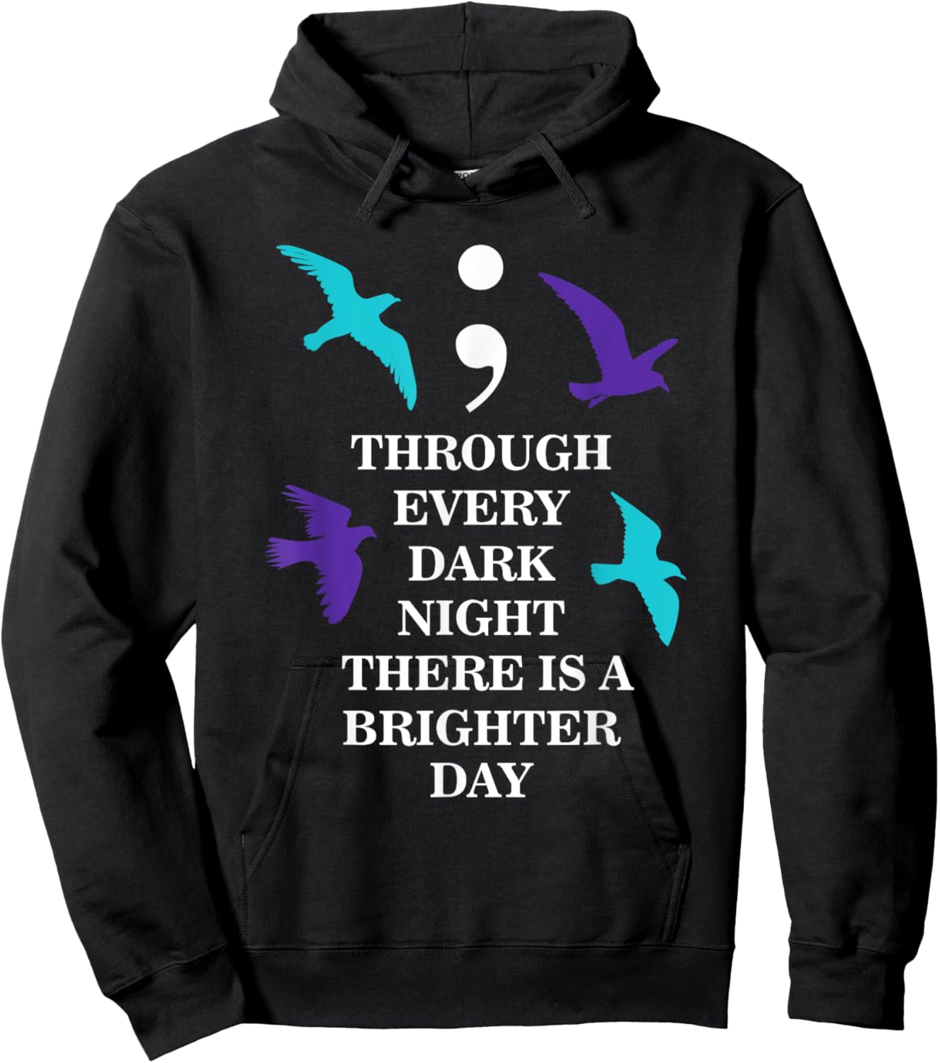 Birds Semicolon Suicide Prevention Awareness Hoodie - Hoodie | Black