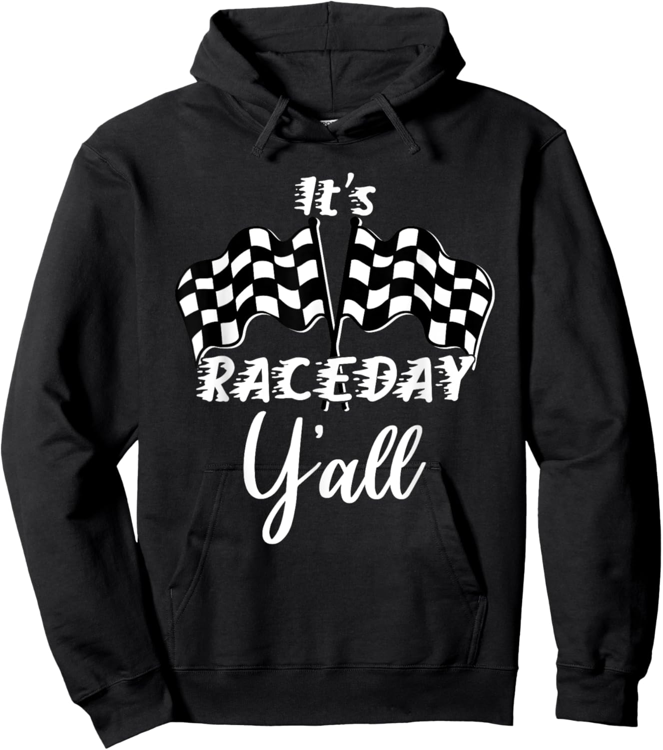 Dirt Track Racing Raceday Y'all Checkered Flag Racing Quote Hoodie - Hoodie | Black