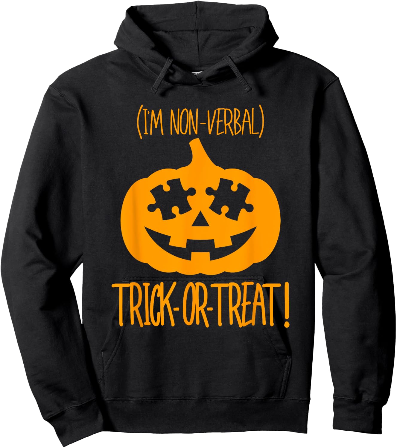 Trick or Treat Non-Verbal Halloween Pumpkin Autism Awareness Hoodie - Hoodie | Black