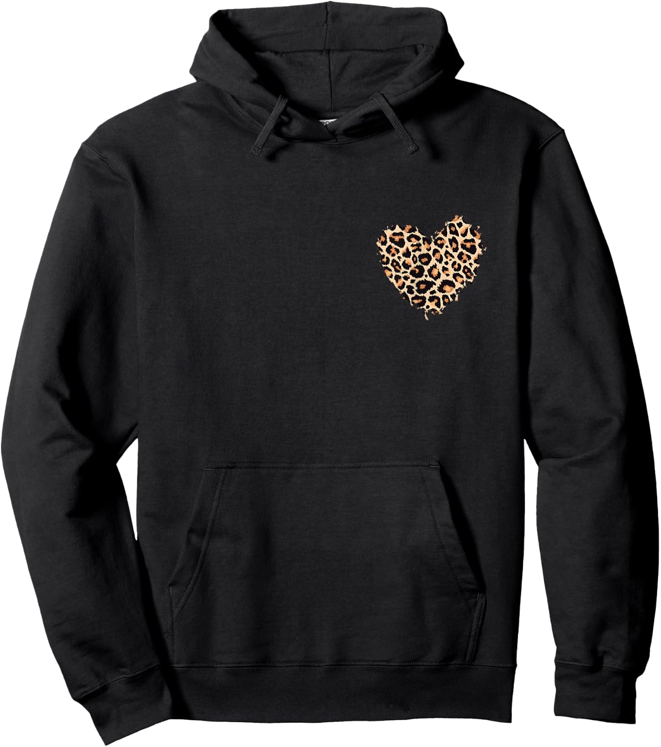 Leopard Heart Animal Leopard Cheetah Print Heart Pocket Hoodie - Hoodie | Black