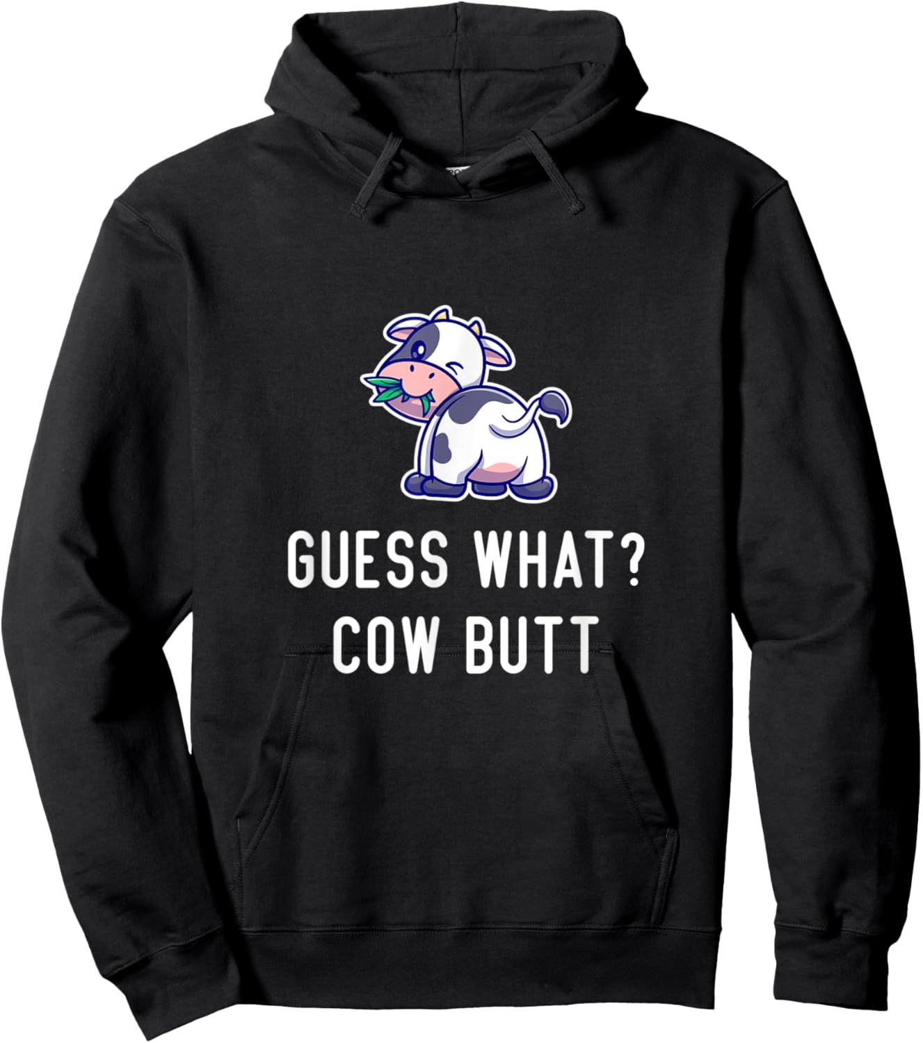 Funny Cow Guess What Cow Butt Women Girls Farmer Cow Lover Hoodie - Hoodie | Black
