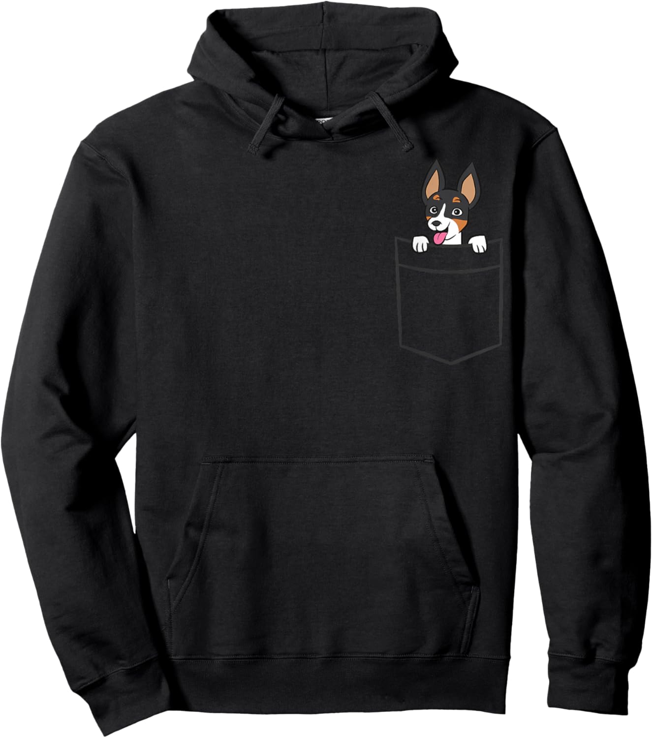 Rat Terrier In The Pocket Cute Rat Terrier , Small, Black Hoodie - Hoodie | Black