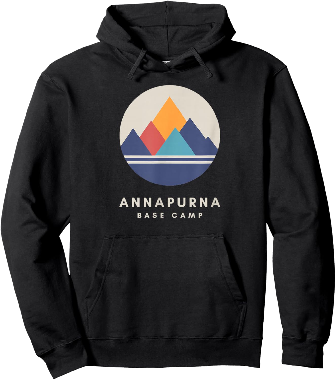 Minimalistic Annapurna Base Camp Mountain Motif Hiking Hoodie - Hoodie | Black