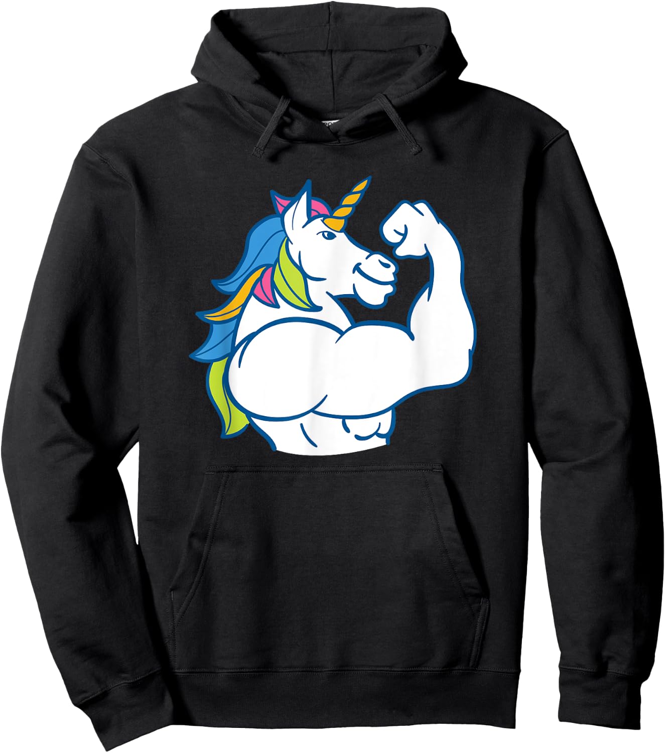 Muscular Unicorn - Funny Magical Fitness Bodybuilder Dad Hoodie - Hoodie | Black