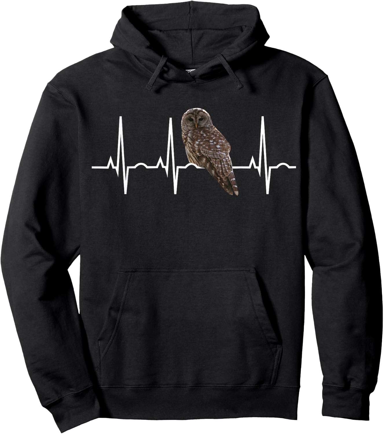 Barred Owl Shirt - Birder Heartbeat Gift Bird Lovers Hoodie - Hoodie | Black