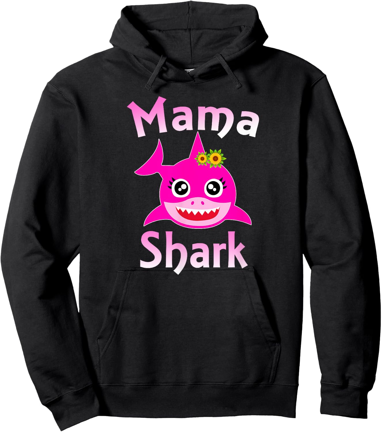 Mama Shark Funny Mom Gift Hoodie - Hoodie | Black