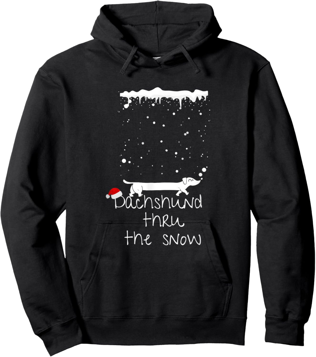 Cute Christmas Dog, Dachshund thru the snow Hoodie - Hoodie | Black
