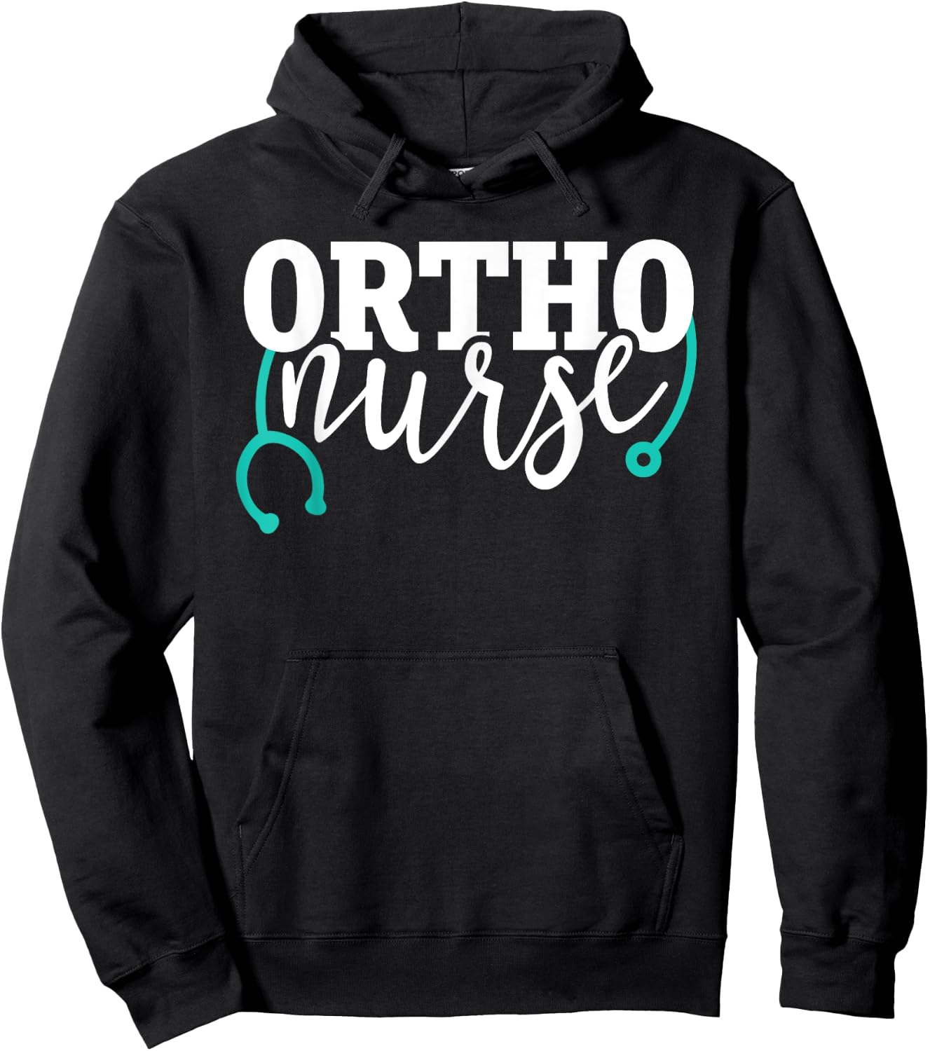 Cute Ortho Nurse - Teal Stethoscope - Orthopaedic RN Hoodie - Hoodie | Black