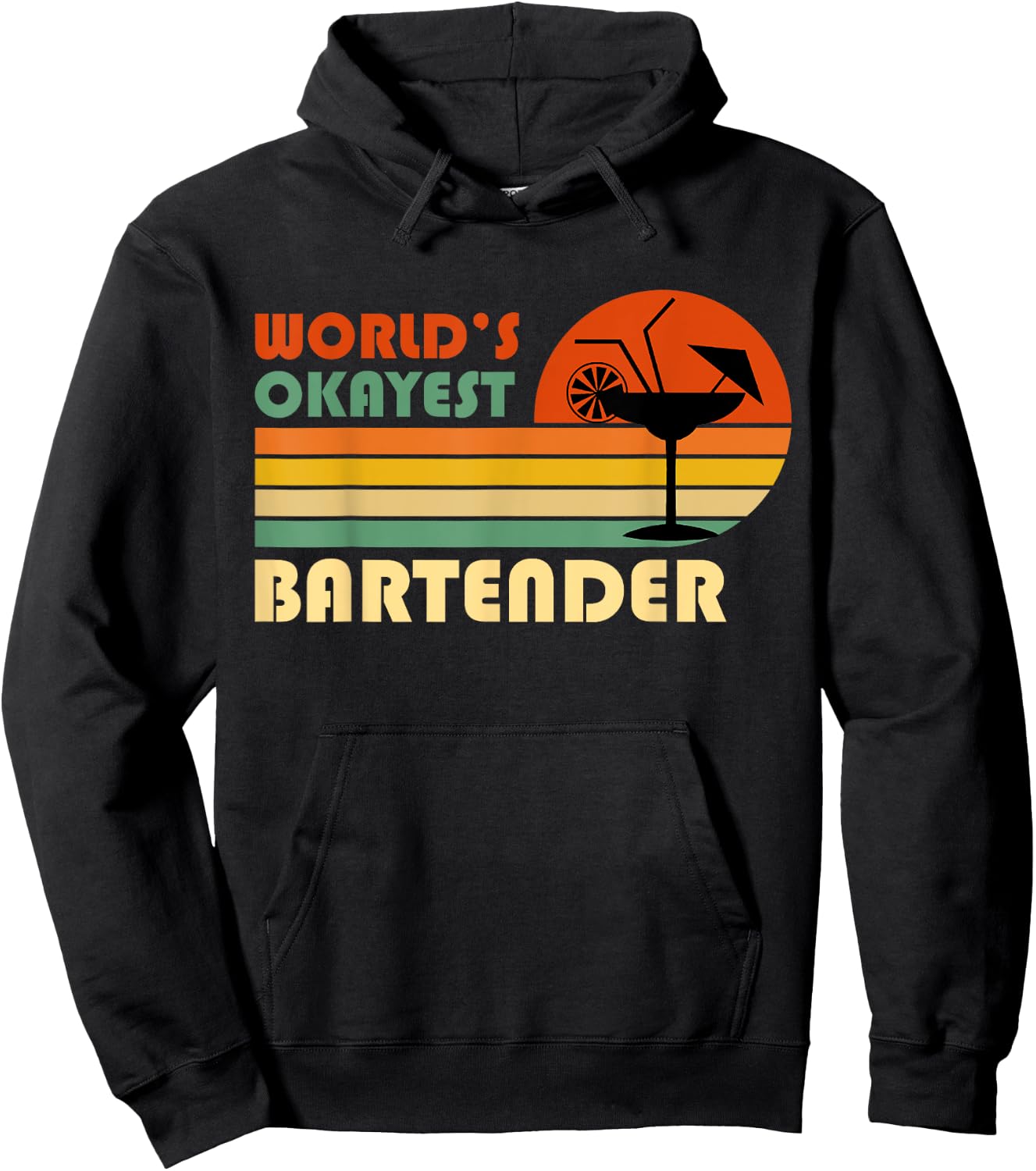 World's Okayest Bartender - Funny Retro Vintage Hoodie - Hoodie | Black