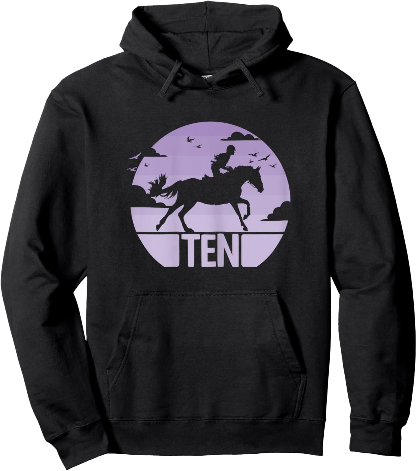 10th Birthday Horse Riding Girl 10 Years Girl Horse Birthday Hoodie - Hoodie | Black
