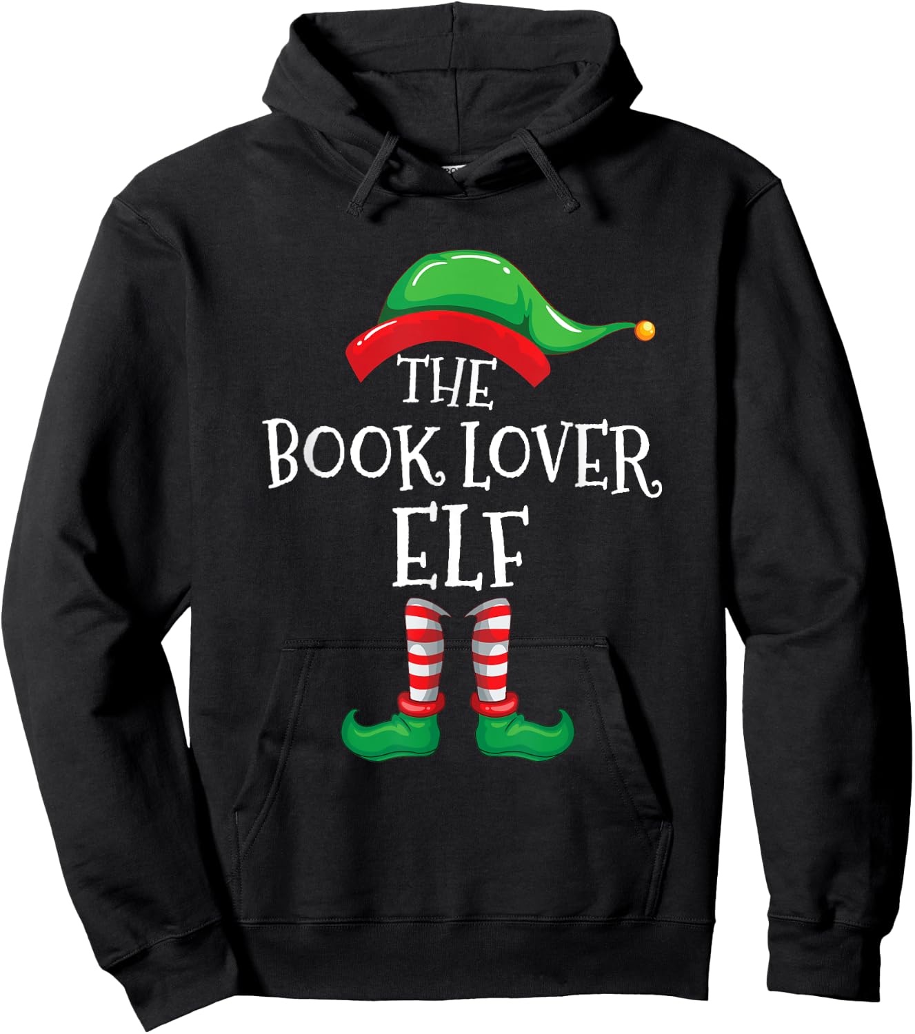 The Book Lover Elf Christmas Books Reading Lover Gift Hoodie - Hoodie | Black
