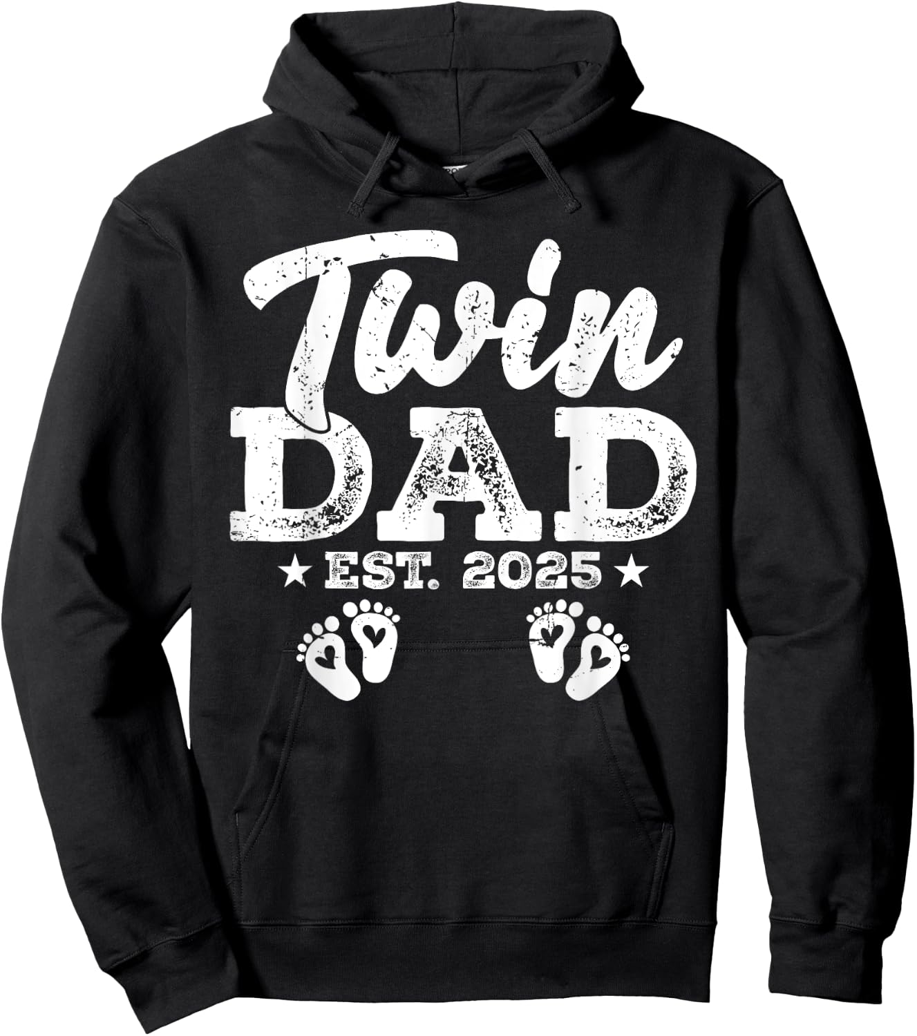 Funny Twin Dad Est. 2025 Daddy Happy Fathers Day Men Guys Hoodie - Hoodie | Black