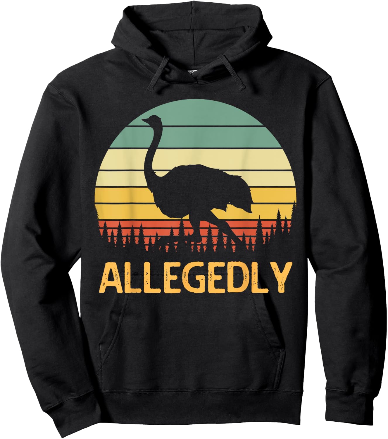 Allegedly Ostrich Funny Retro Funny Flightless Bird Lover Hoodie - Hoodie | Black