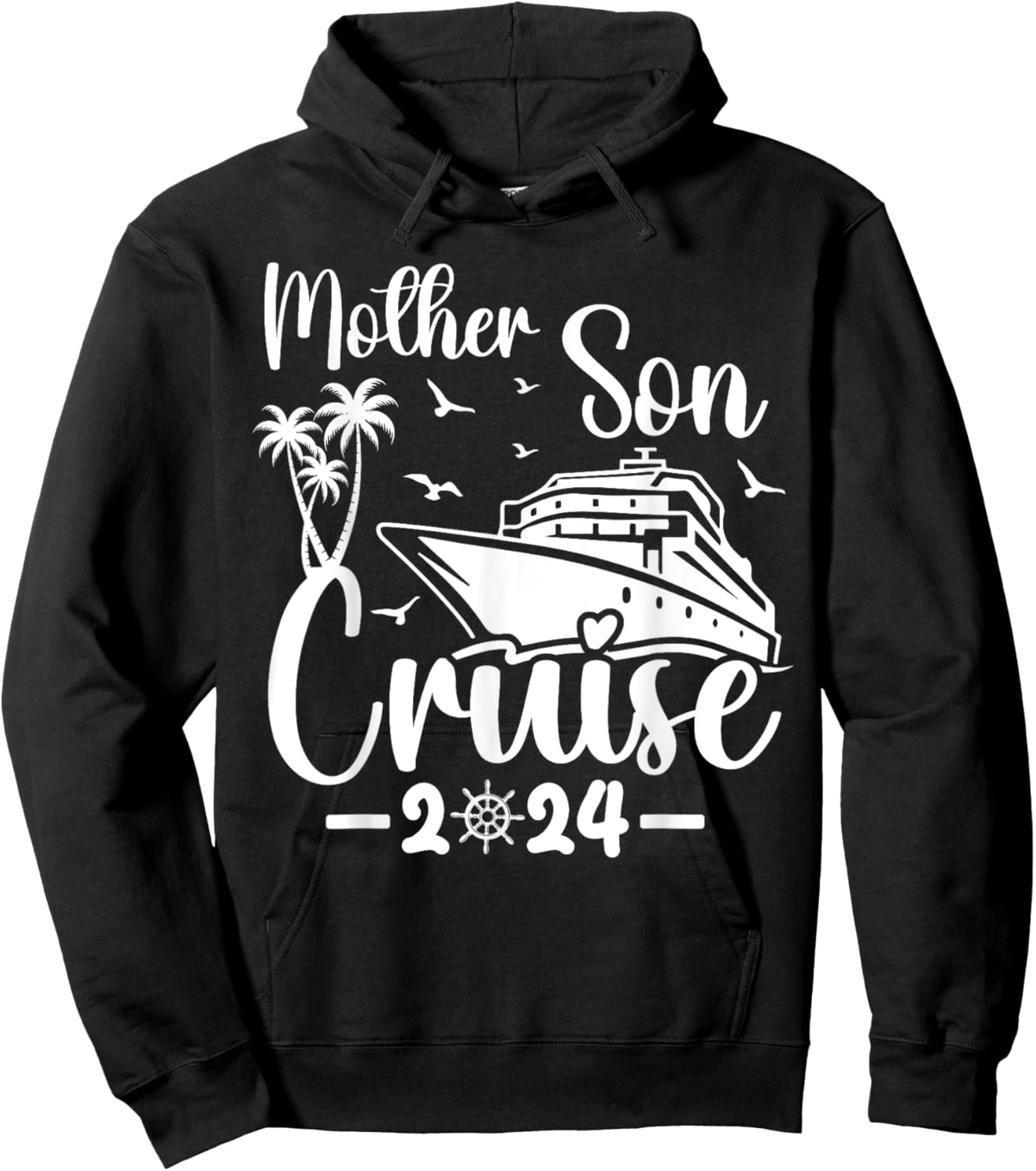 Mother Son Cruise 2024 Family Mom Son Matching Vacation Trip Hoodie - Hoodie | Black