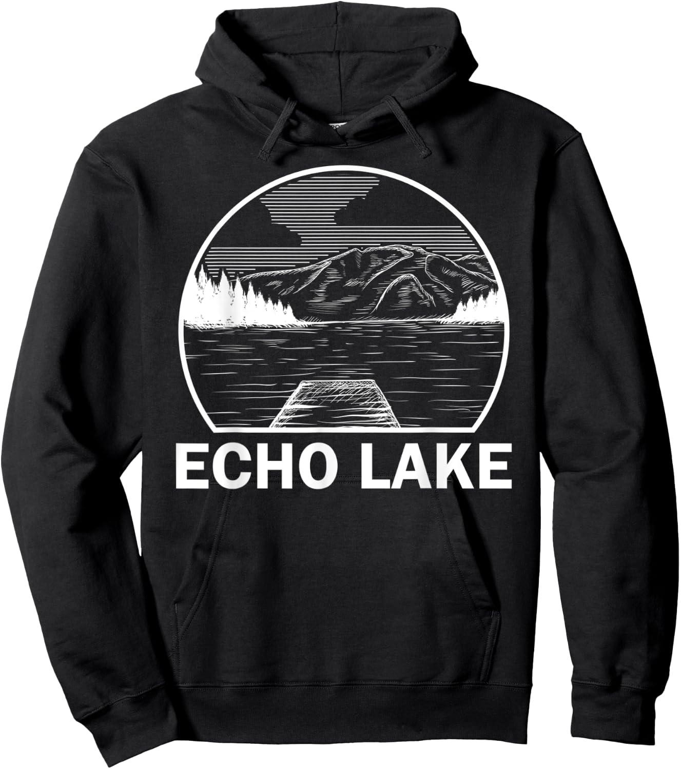 ECHO LAKE VERMONT Funny Fishing Camping Summer Gift Hoodie - Hoodie | Black