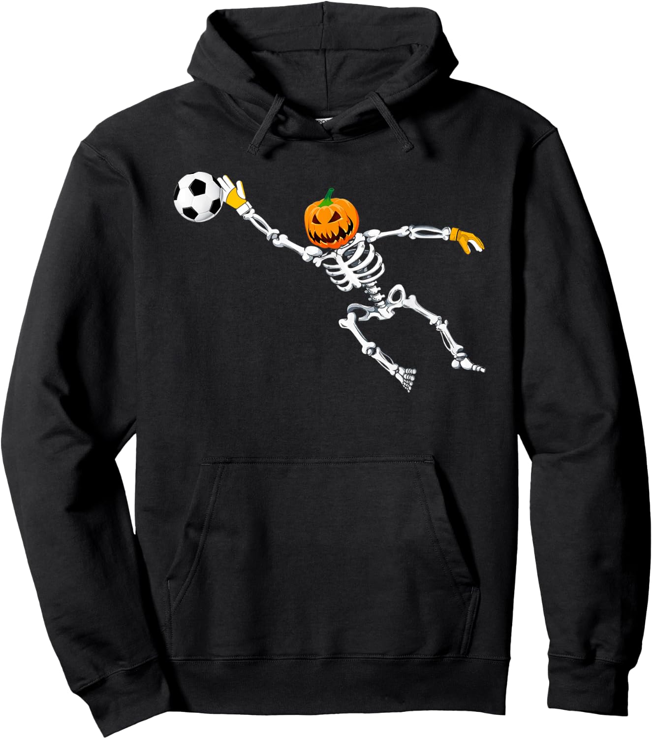Skeleton Soccer Goalkeeper Halloween Pumpkin Goalie Hoodie - Hoodie | Black