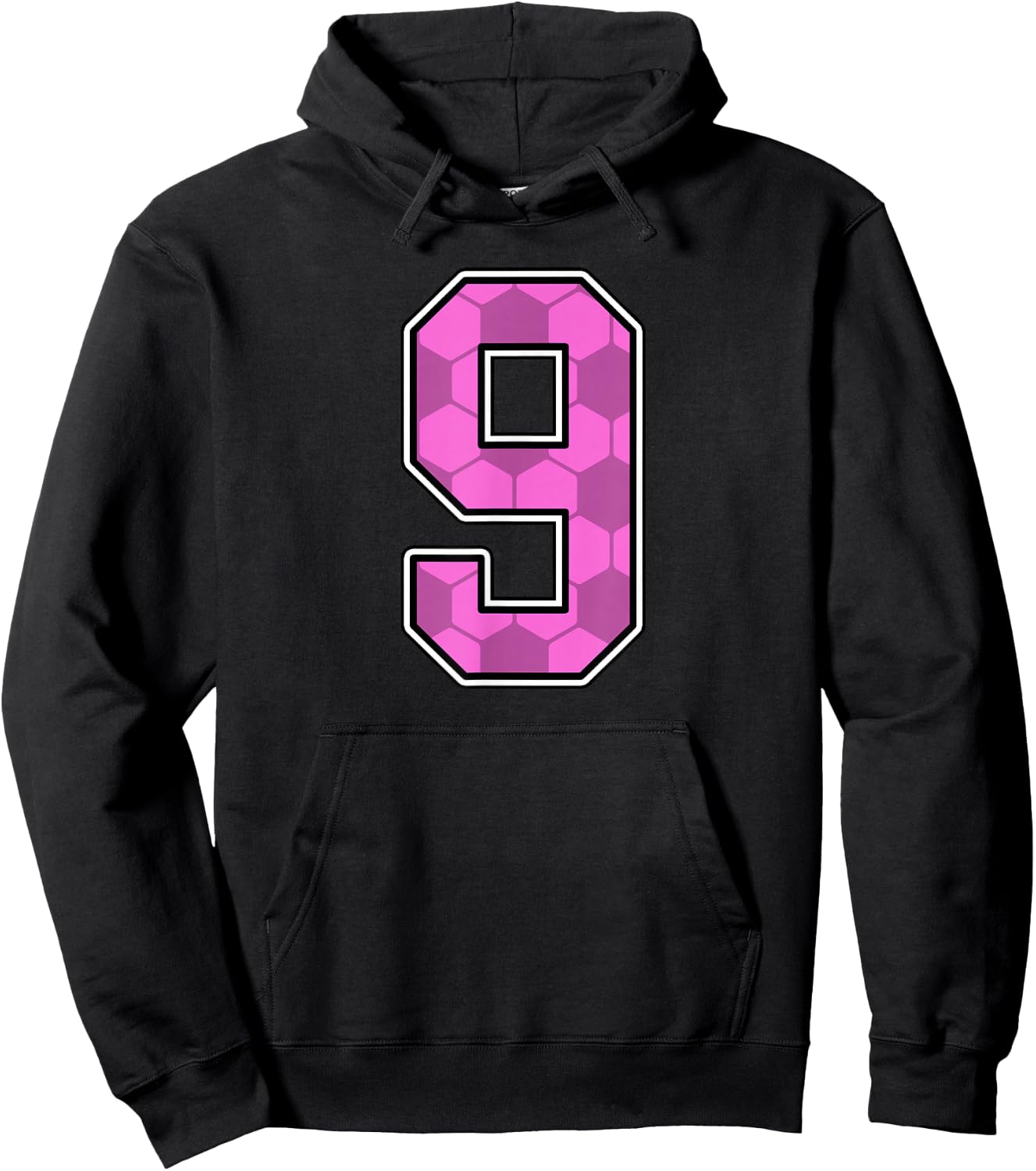 Pink Soccer Pattern Number 9 Jersey Player Uniform #9 Hoodie - Hoodie | Black