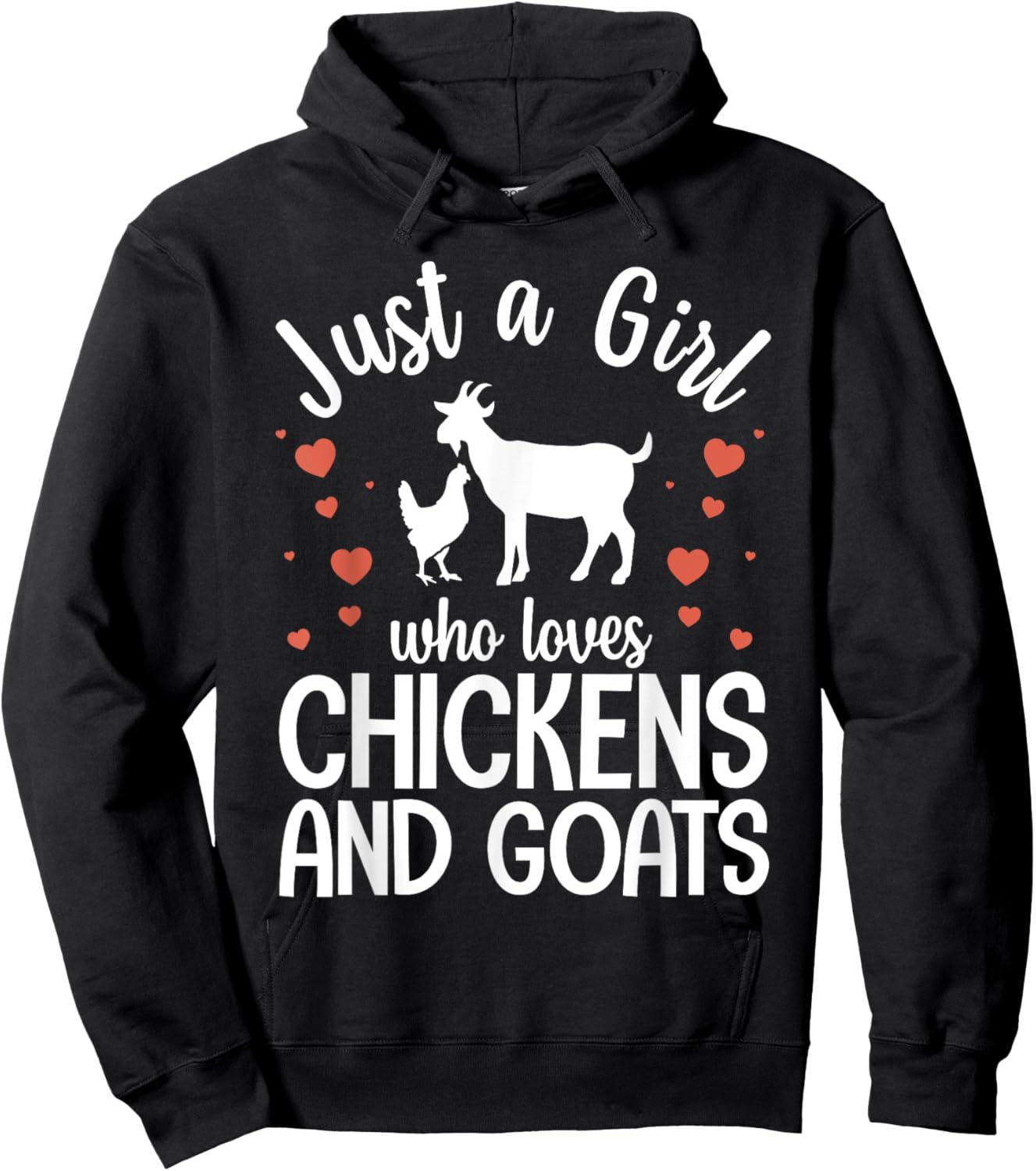 Cool Chicken Goat Design Girls Pygmy Goat Lover Hoodie - Hoodie | Black