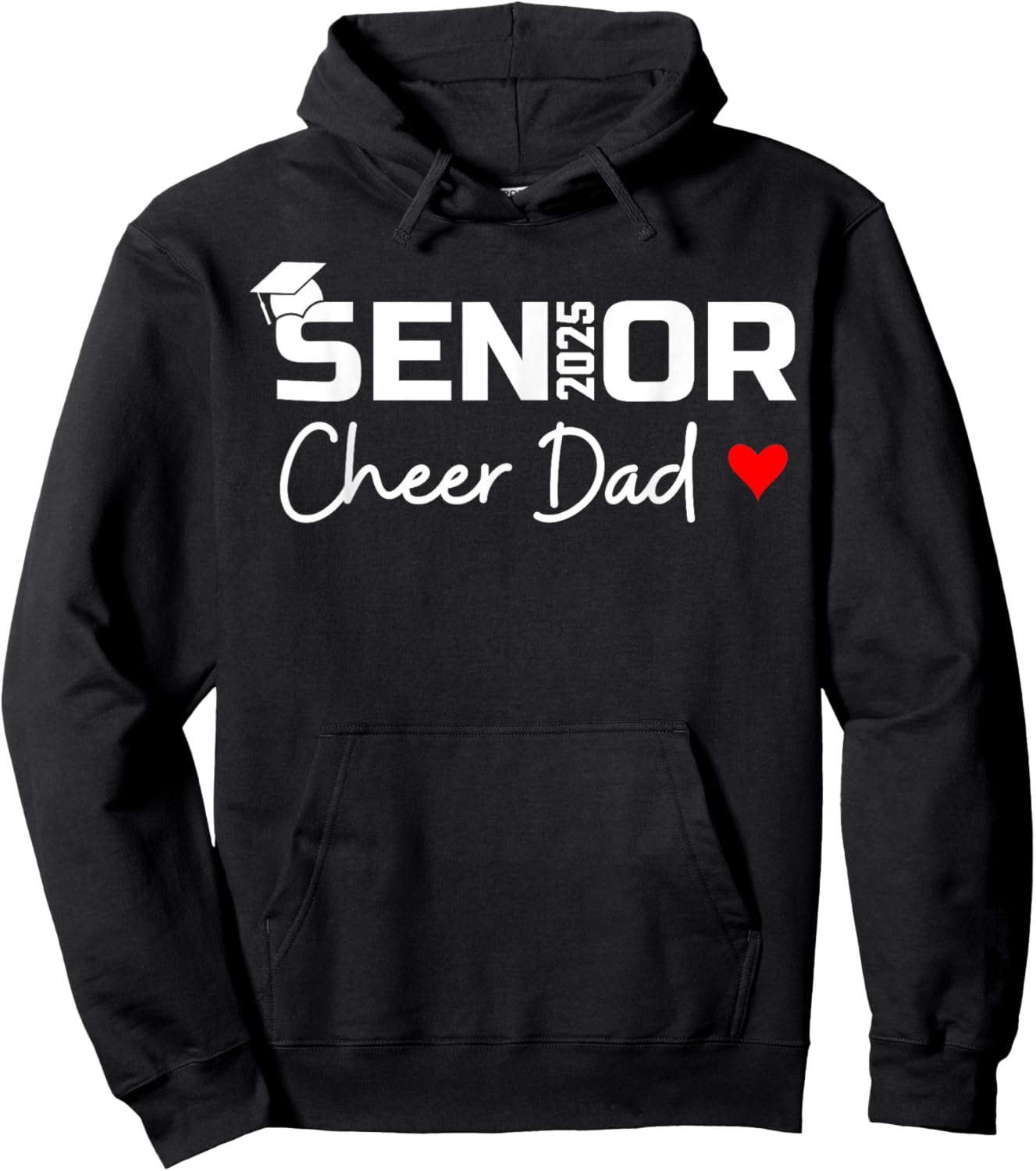 Proud Cheer Dad Of A Class Of 2025 Senior Graduate Red Heart Hoodie - Hoodie | Black