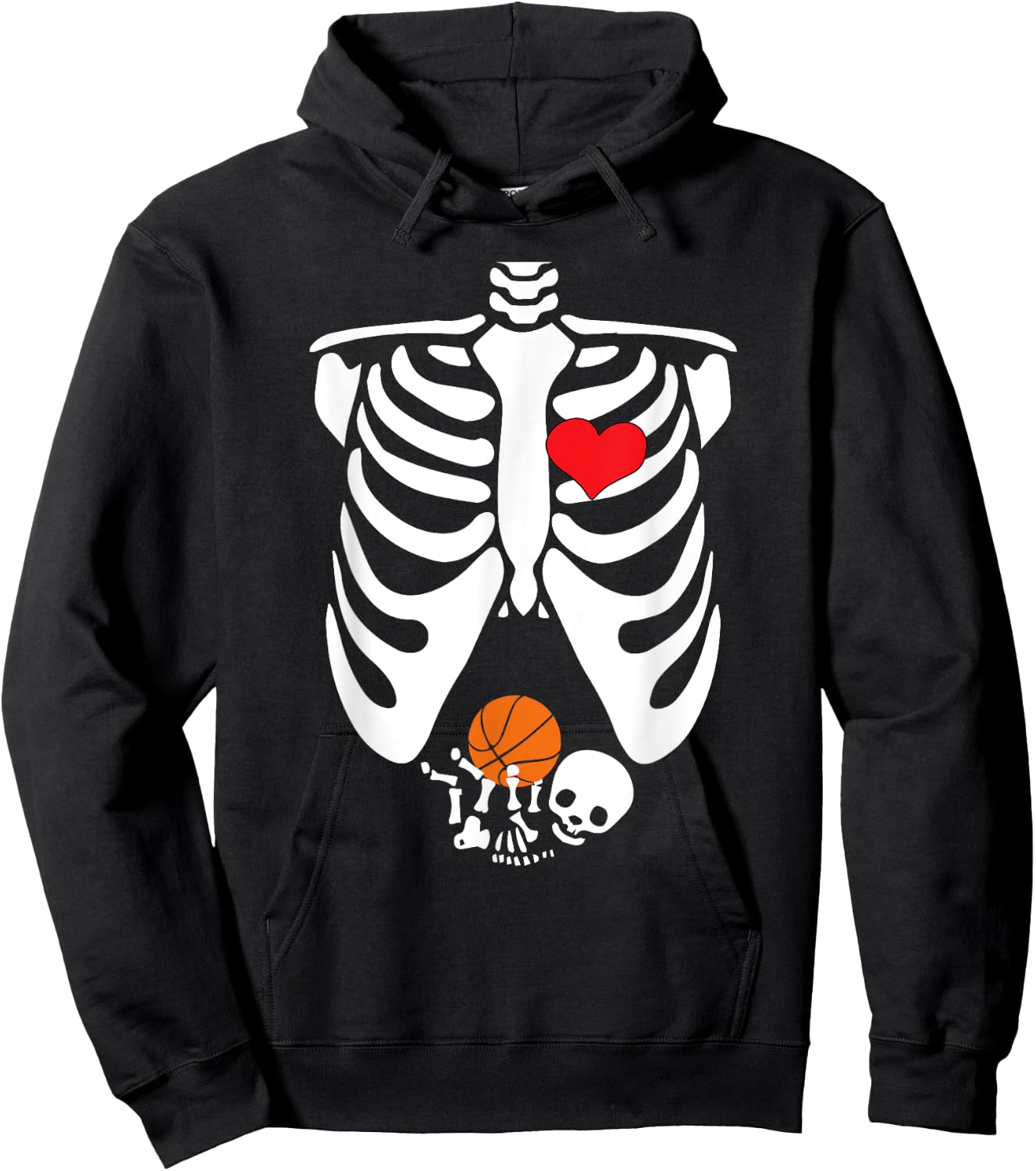 Funny Skeleton Baby Pregnant Halloween Basketball Hoodie - Hoodie | Black