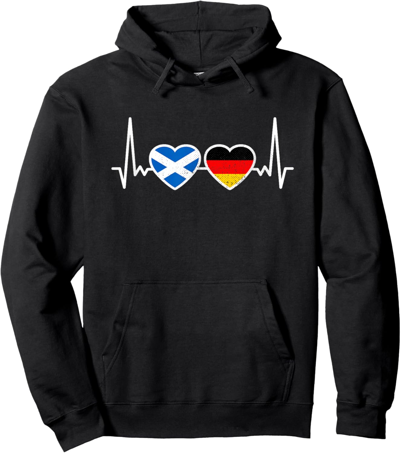 Schottland Deutschland Vintage Herzschlag Flagge Schotte Hoodie - Hoodie | Black
