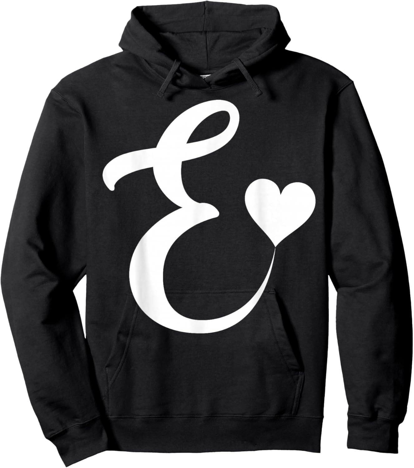 white letter E monogram initial minimalist heart graphic Hoodie - Hoodie | Black